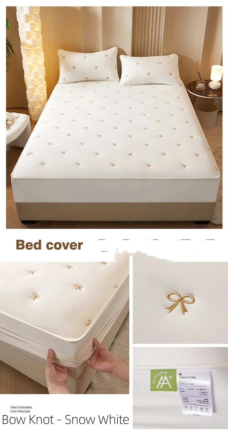 Super Thick Quilted Embroidered Mattress Pad Cover – Single, Queen & King Sizes