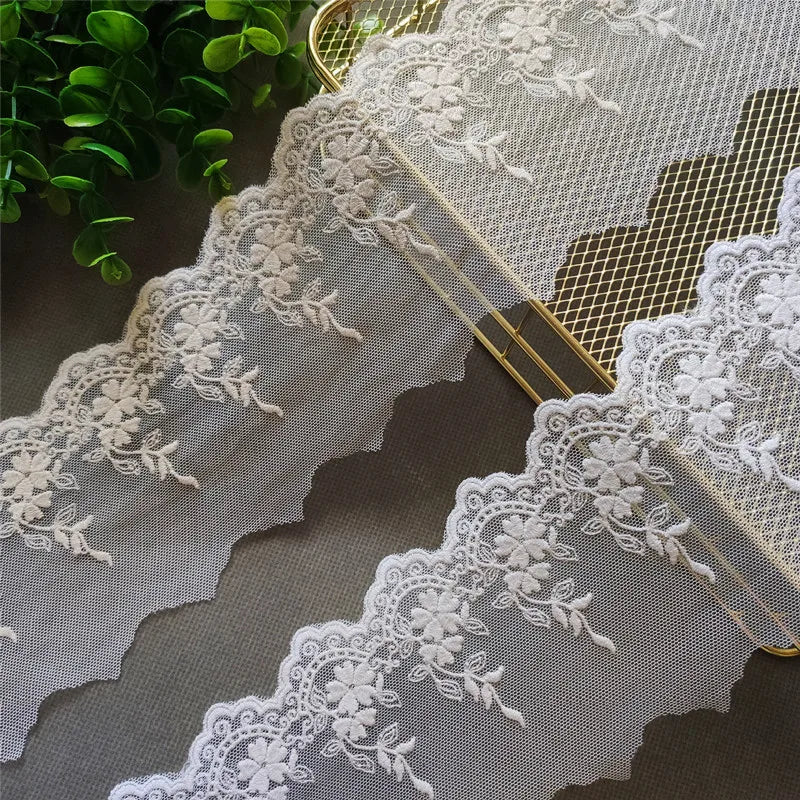 Cotton Mesh Embroidery Lace Trim – 6cm Wide | 40 Yards for Garments, Quilts & Wedding Decor