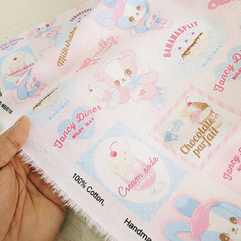 20S Cotton Cute Showa Kawaii Cat Deer Print Fabric DIY Quilting Needlework Material Sewing Dress Kids Clothes Fabrics