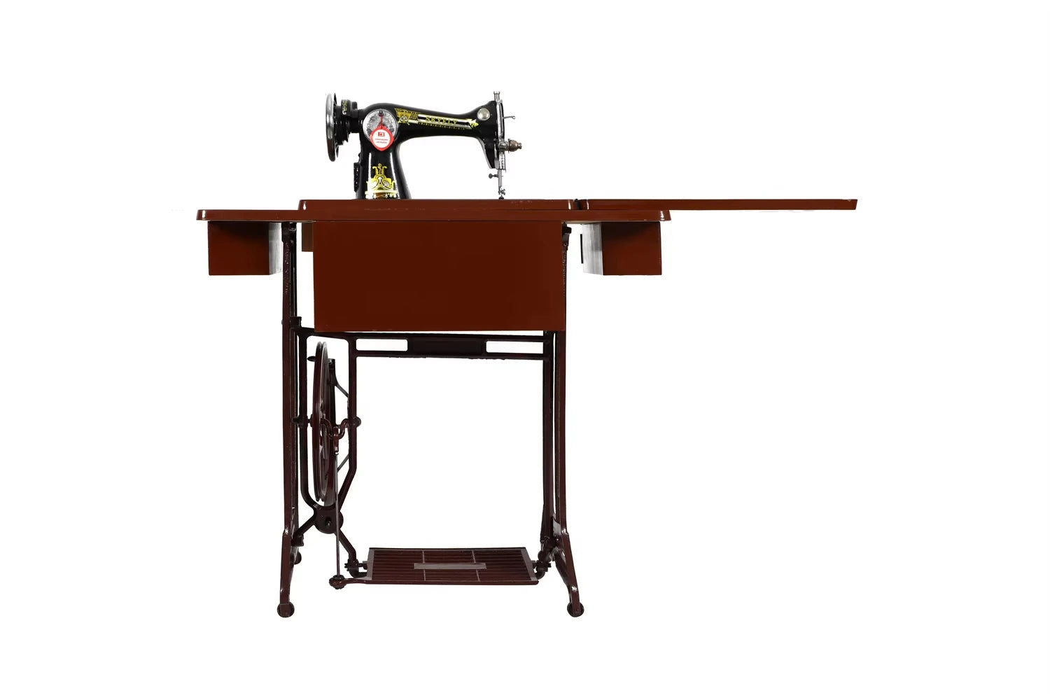 Vintage Treadle-Style Household Sewing Machine with Wooden Table, Stand & 3 Drawers | 220V