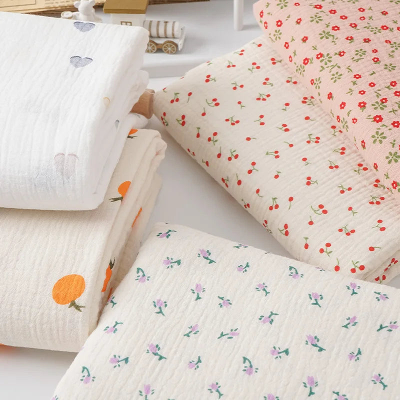 Double Gauze Cotton Muslin Fabric | 100% Cotton | 132cm Wide | Printed | Baby, Bedding & DIY