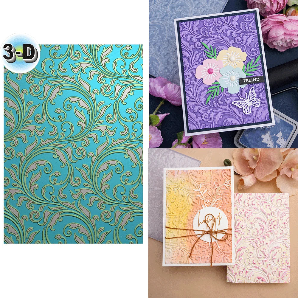 Curly Pattern 3D Embossing Folder – Textured Background Die for Scrapbooking & Paper Crafts