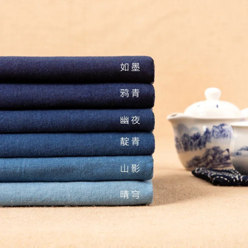 Indigo Batik Cotton Fabric – Grass-Dyed Sashiko & DIY Quilting Cloth (115cm Wide)