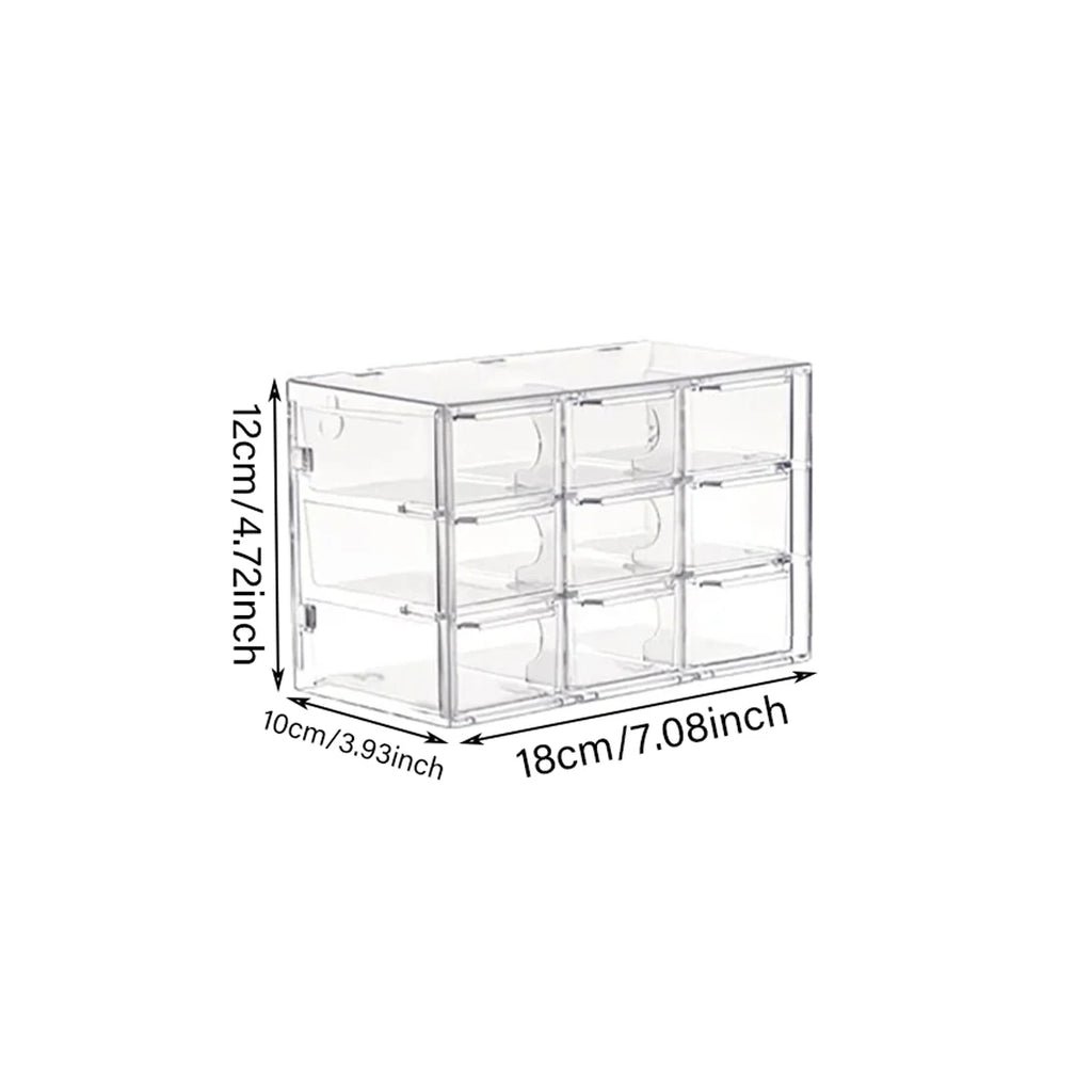 1 pieza de cajón de almacenamiento de joyas con 6/9/12 rejillas, caja organizadora de joyas, papelería, lápiz labial a prueba de polvo para escritorio.