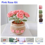 Kit de ganchillo para tejer rosas, ramo de flores hecho a mano, bricolaje, bolsa de material de ganchillo de lana, regalo creativo para parejas y novias, principiantes