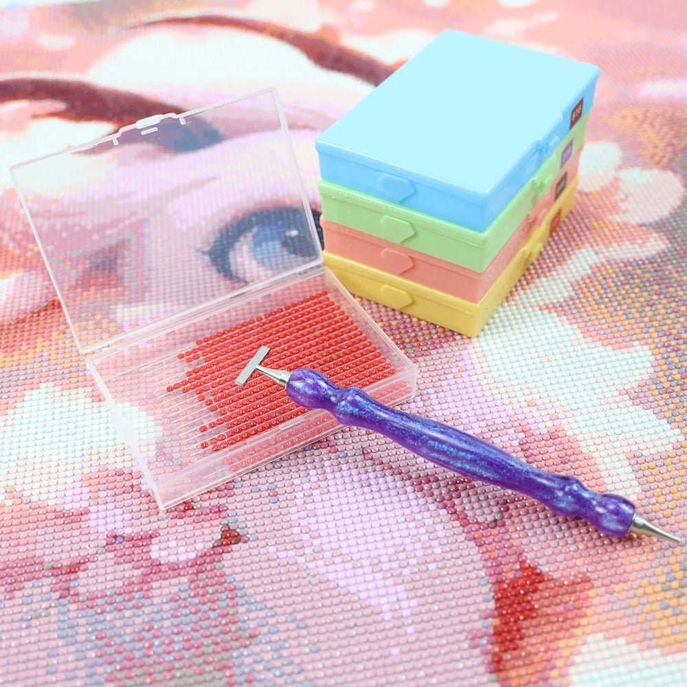 Juego de 6 bandejas para perforación y caja de almacenamiento para pintura de diamante – Organizador de cuentas 2 en 1 para manualidades DIY