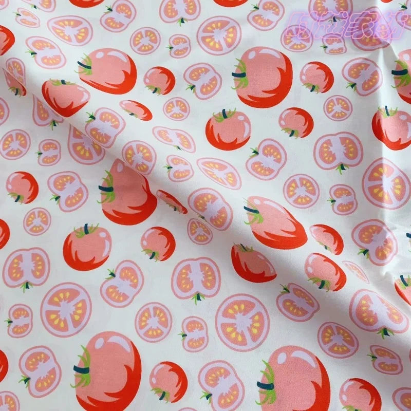 Cartoon Print Pure Cotton Twill Fabric – 50cm x 160cm (19.7" x 63") – Watermelon, Cherry & More