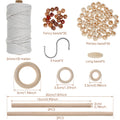 Kit de Macramé para Colgar de Pared DIY – Cuerda de Algodón, Cuentas y Anillos de Madera | Set de Macramé para Principiantes