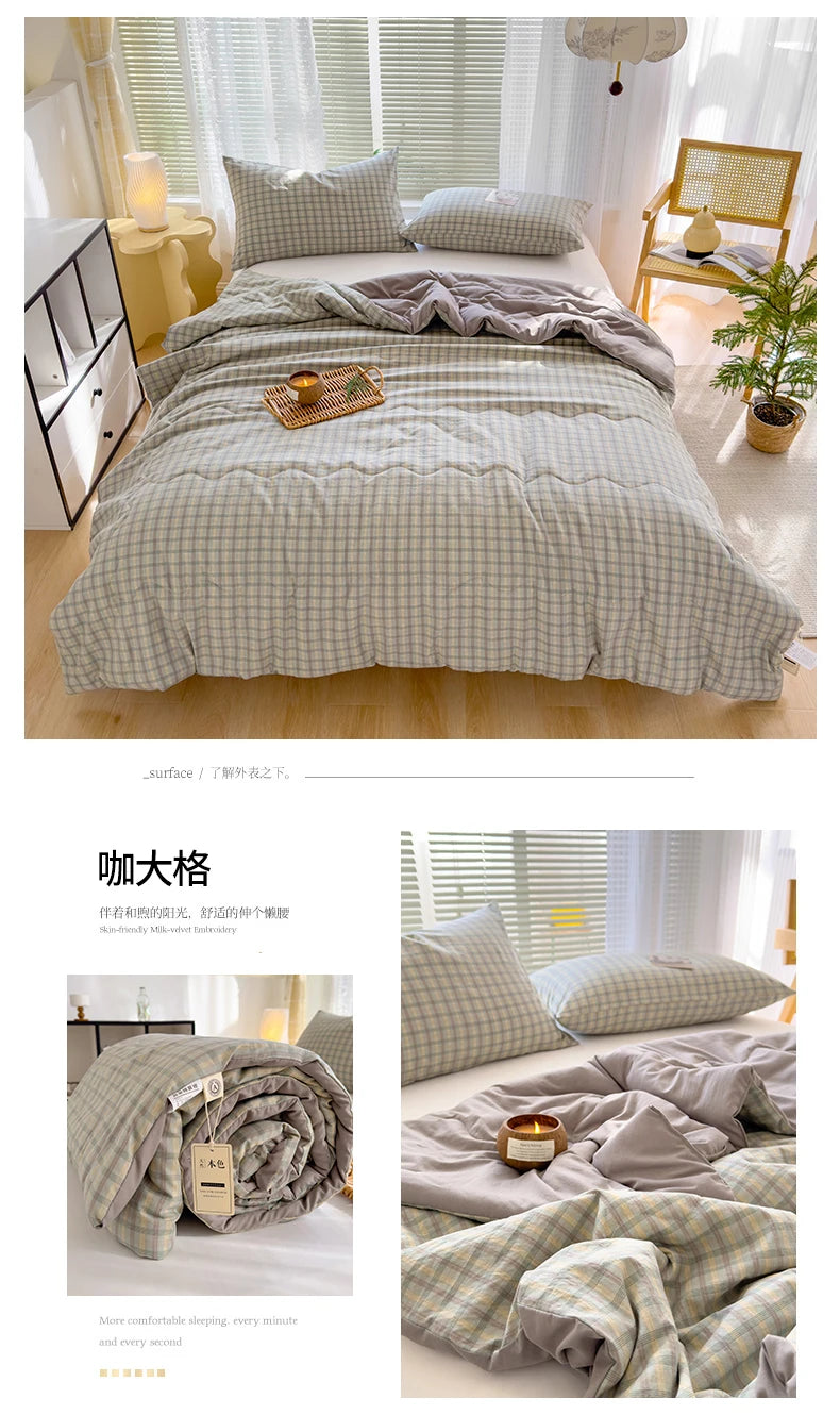 Nordic Style All-Season Cotton Comforter – Lightweight Soybean Fiber Duvet | Single, Double, Queen & King