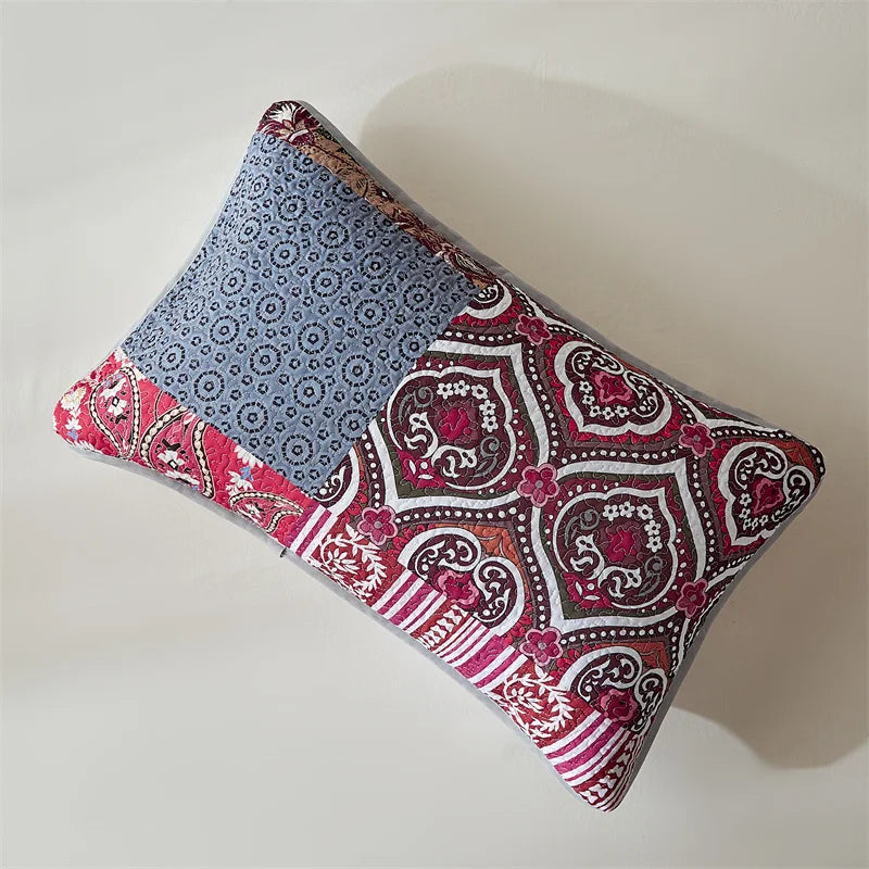 3-Piece Cotton Quilted Bedspread Set – Soft Pastoral Print | Bedsheet & 2 Pillowcases | 4 Sizes, 6 Colors