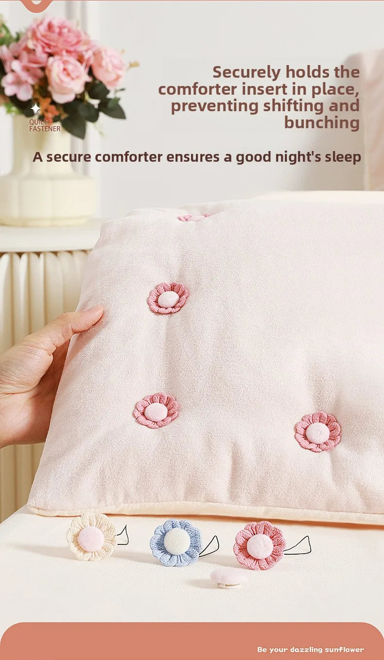 Sunflower Duvet Fasteners – Clip-Lock Bedding Holders (Set of 4)