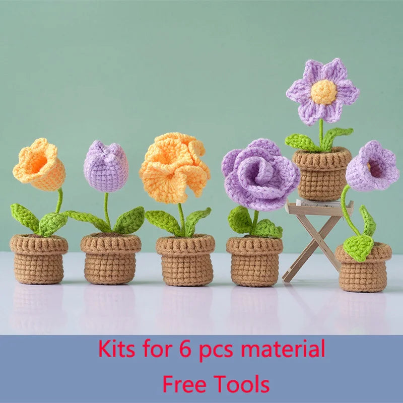 Kit de ganchillo para tejer rosas, ramo de flores hecho a mano, bricolaje, bolsa de material de ganchillo de lana, regalo creativo para parejas y novias, principiantes
