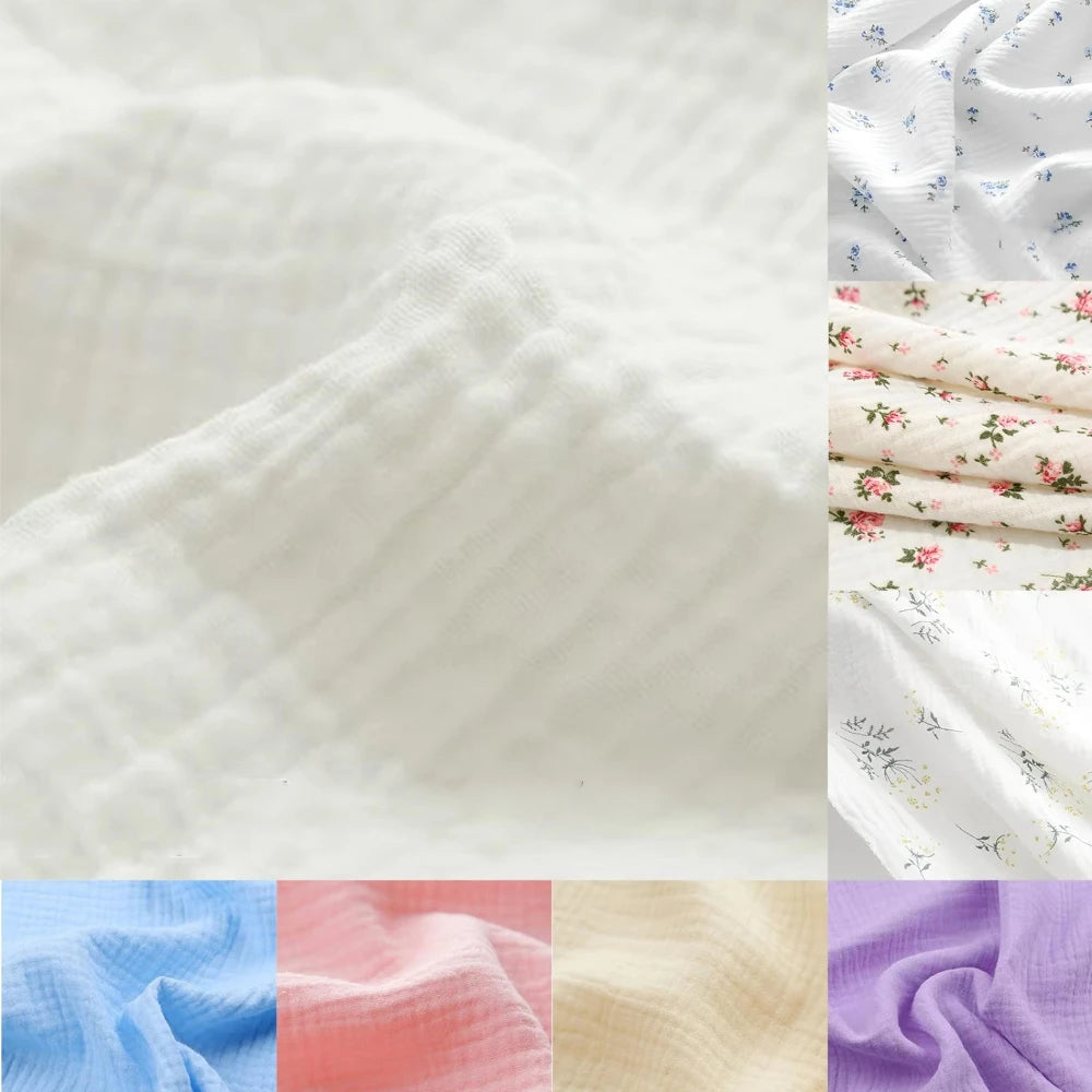 Double Gauze 100% Cotton Fabric – Soft & Breathable | Dresses, Baby Items, Bedding & Boho Table Runners (Sold by the Meter)