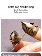 Anillo Dedal Ajustable de Cobre Vintage – Protector Antideslizante para Dedos para Costura y Bordado | Dorado, Bronce, Oro Rosa