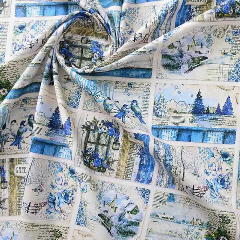 Vintage Newspaper & Map Print 100% Cotton Fabric | 110cm Wide | Sold by the Half Meter