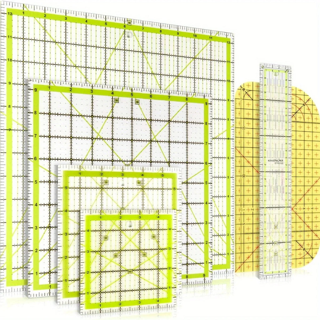 Juego de 6 reglas de acrílico para quilting – Reglas cuadradas, rectas y de planchado para quilting y patchwork