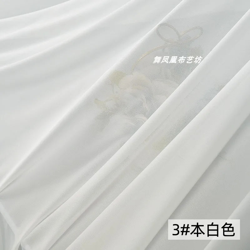 White Beaded Chiffon Fabric – Lightweight & Drapey | 146 cm Wide (57.5 in)