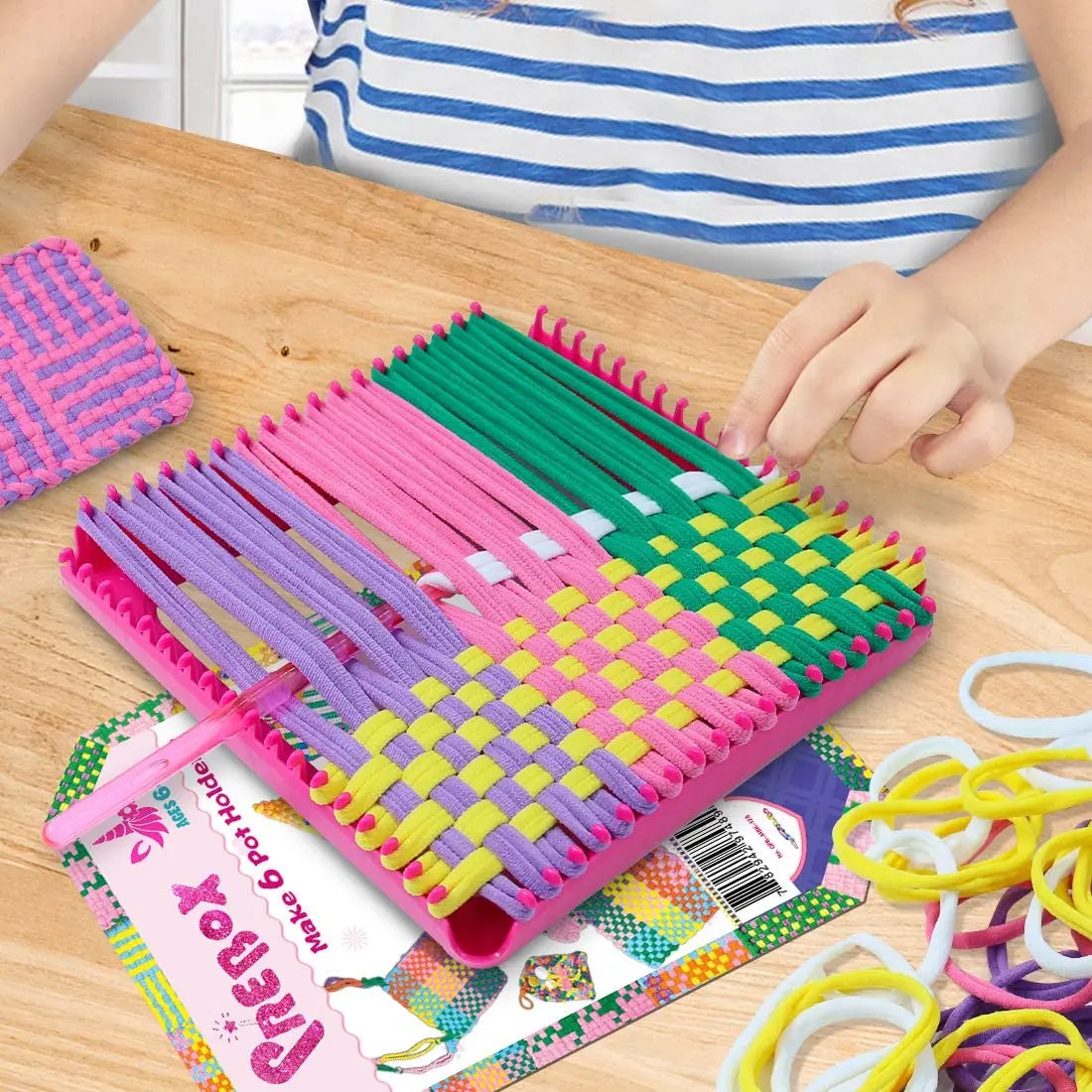 Juego de Telar para Tejer Juguetes Bucles para Salvamanteles Manualidades Telar para Salvamanteles Kits de Tejer Ganchillo Columpio para Niños Adultos Principiantes Suministros