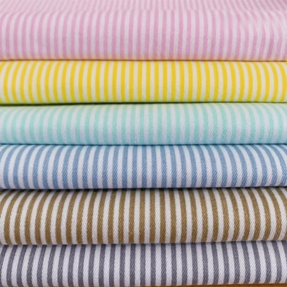 Cotton Twill Pinstripe Fabric – 160cm Wide | Fruit Colors for Curtains, Clothing & DIY Sewing