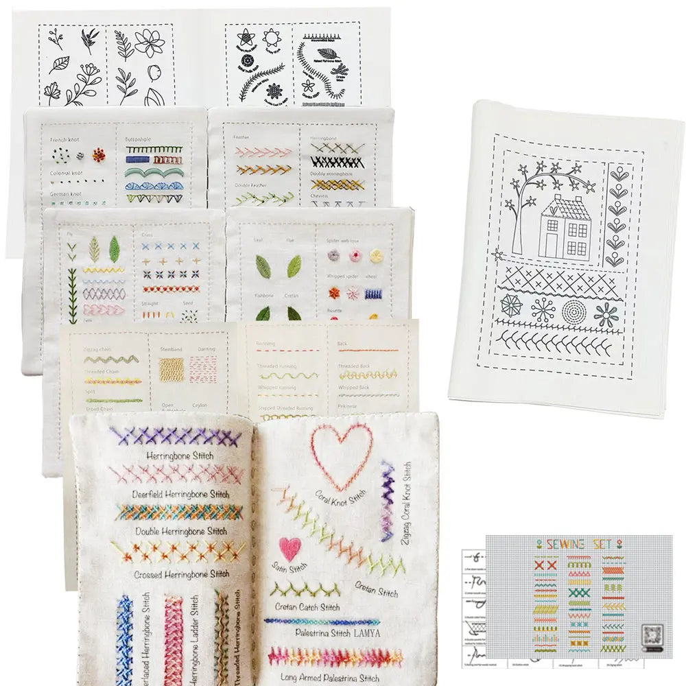 Creative Embroidery Stitches Book - 6-Page Beginner DIY Stitch Guide