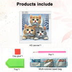 Kit de pintura de diamante 5D Gatitos invernales | Diamantes de forma especial | 30×30cm