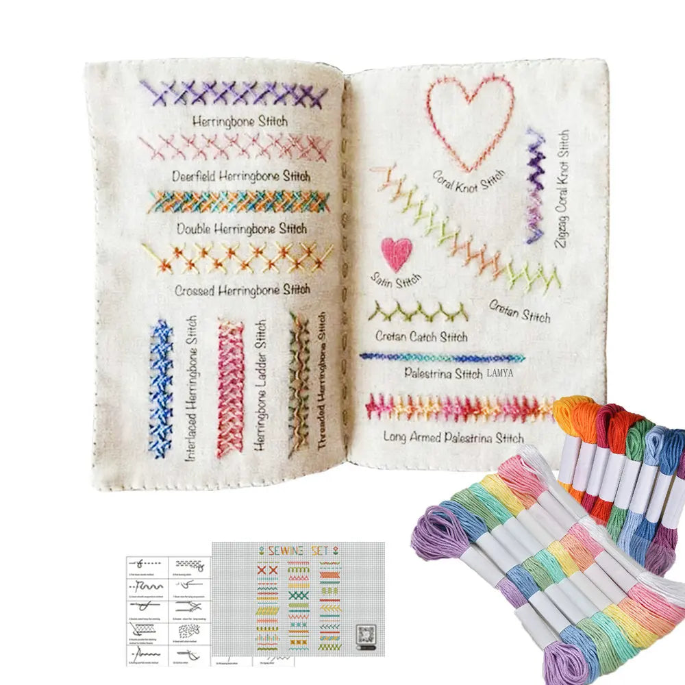 6 Pages Creative Embroidery Stitches Book, DIY Stitch Books, Embroidery sewing books, Beginner Creative Embroidery Sewing Kit