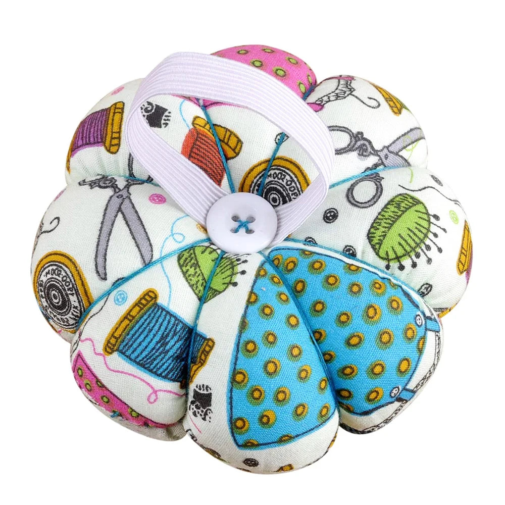 Floral Pumpkin Pin Cushion with Wrist Belt & Removable Tray