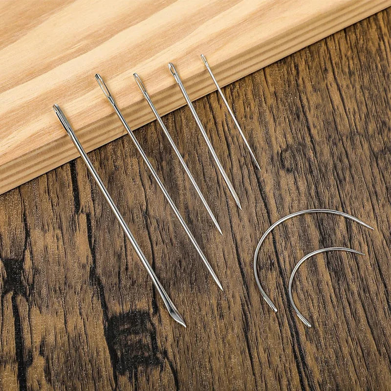 Kit de 14 agujas de coser a mano de alta resistencia — Agujas para cuero, tapicería y curvas