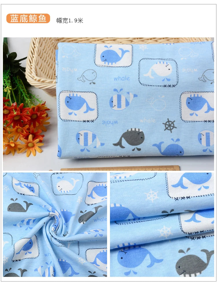 Soft Printed Knit 100% Cotton Fabric – 90x50cm, 185g/m² for Baby Clothes, Pajamas & Blankets