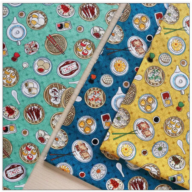 Thickened 100% Cotton Cute Food Print Fabric – 110cm Wide for Bags, Quilting & DIY Handmade