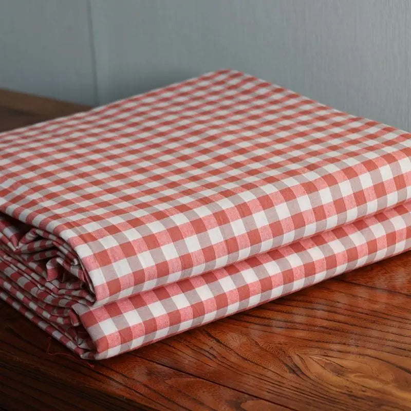 Washed Cotton Plaid Fabric – 250cm Wide | 120g Soft & Breathable for Clothing, Quilts & Pillowcases