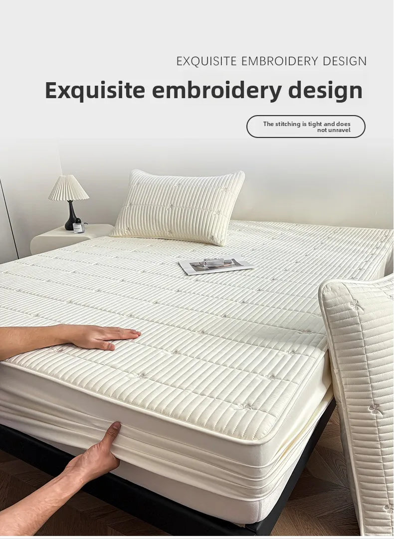 Waterproof Quilted Mattress Protector – 360° Deep Pocket, TPU Waterproof, Breathable Microfiber, Single to Super King
