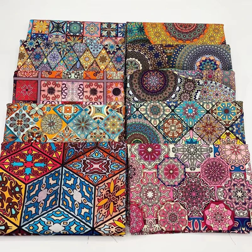 Mandala Boho Print Cotton Fabric – 100% Cotton, Digital Print, 110 cm Wide