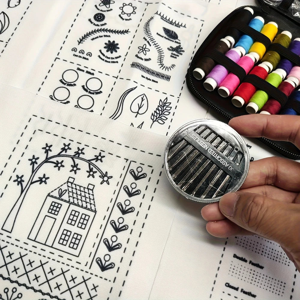 Embroidery & Cross-Stitch Starter Kit – Needlework Sample Pages & Toolkit