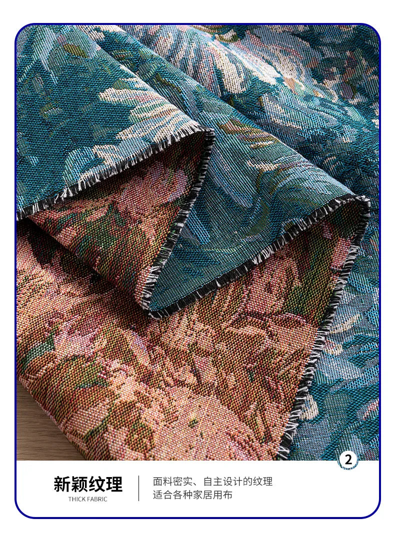 Monet Oil Painting Jacquard Fabric by the Meter | 146cm Wide | Home Décor & Sewing