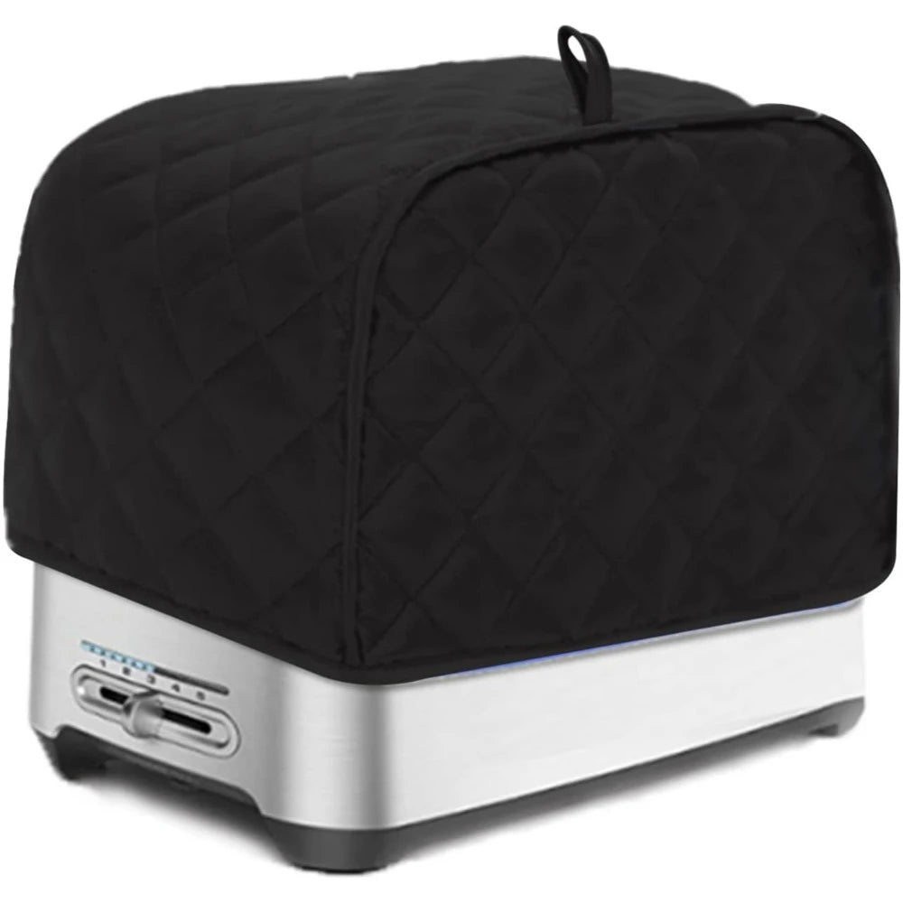 Quilted Toaster Cover – Universal 2 & 4 Slice, Fingerprint-Proof, Dust & Grease Protection (Black)