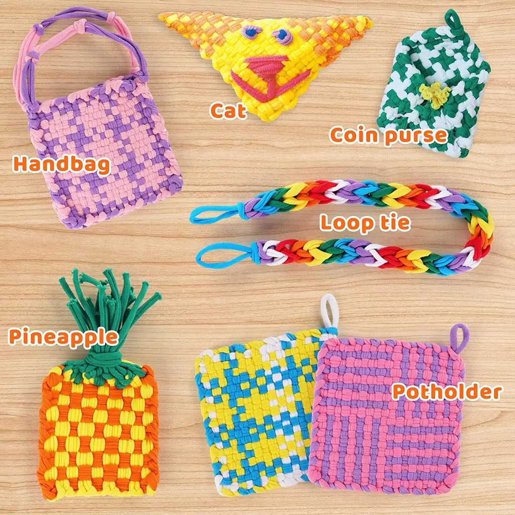 Juego de Telar para Tejer Juguetes Bucles para Salvamanteles Manualidades Telar para Salvamanteles Kits de Tejer Ganchillo Columpio para Niños Adultos Principiantes Suministros