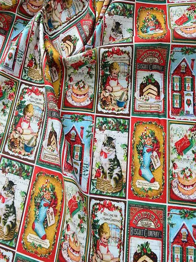 Vintage Newspaper & Map Print 100% Cotton Fabric | 110cm Wide | Sold by the Half Meter