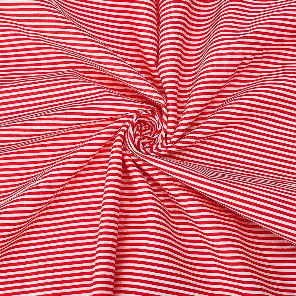 Red & White Striped Cotton Fabric | 1.7 Yards × 39" | Quilting & DIY Sewing