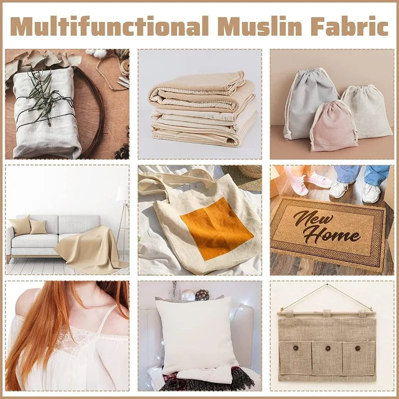 Natural Unbleached Muslin Fabric – 63" Wide, Medium Weight 100% Cotton | Draping, Quilting & Fashion Design