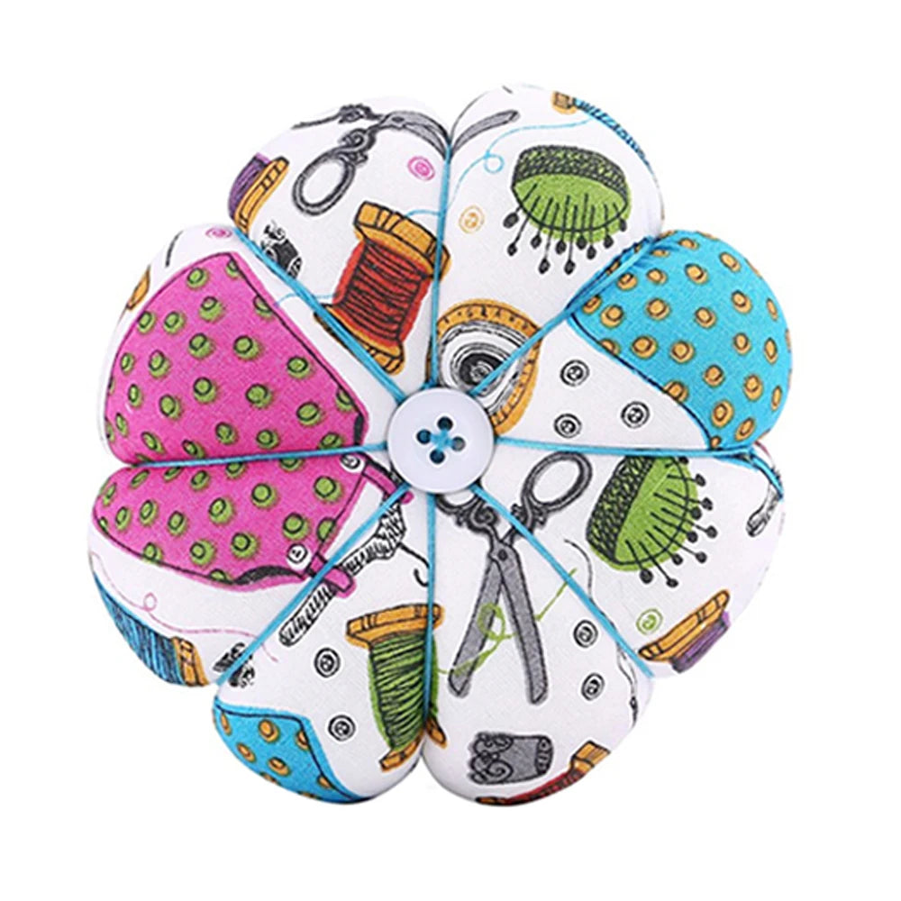 Floral Pumpkin Pin Cushion with Wrist Belt & Removable Tray
