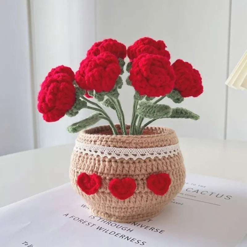 Kit de ganchillo para tejer rosas, ramo de flores hecho a mano, bricolaje, bolsa de material de ganchillo de lana, regalo creativo para parejas y novias, principiantes