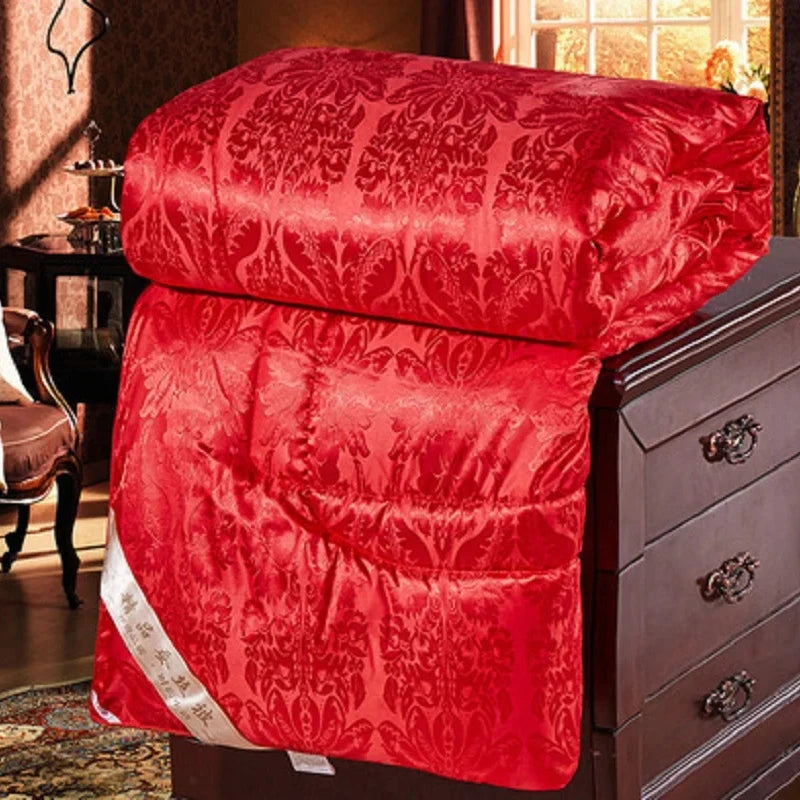 Natural Mulberry Silk Winter Quilt – 500TC Cotton Cover | Heavyweight Comforter Twin, Full, Queen & King