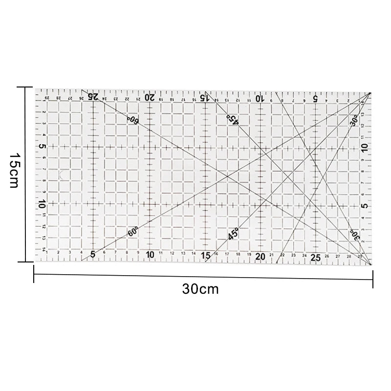 30x15cm Acrylic Patchwork Ruler with Double-Colored Grid Lines