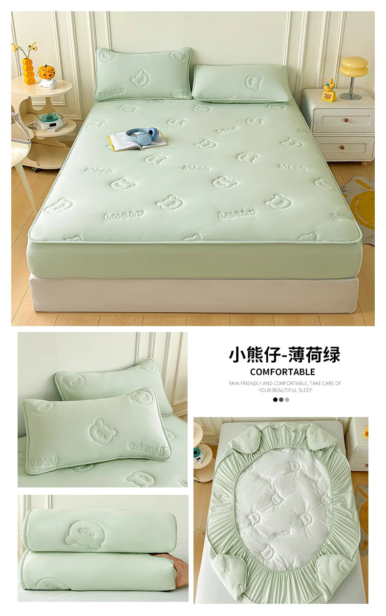 Ultrasonic Quilted Waterproof Mattress Protector – TPU, Anti-Mite, Baby-Safe, 6 Sizes