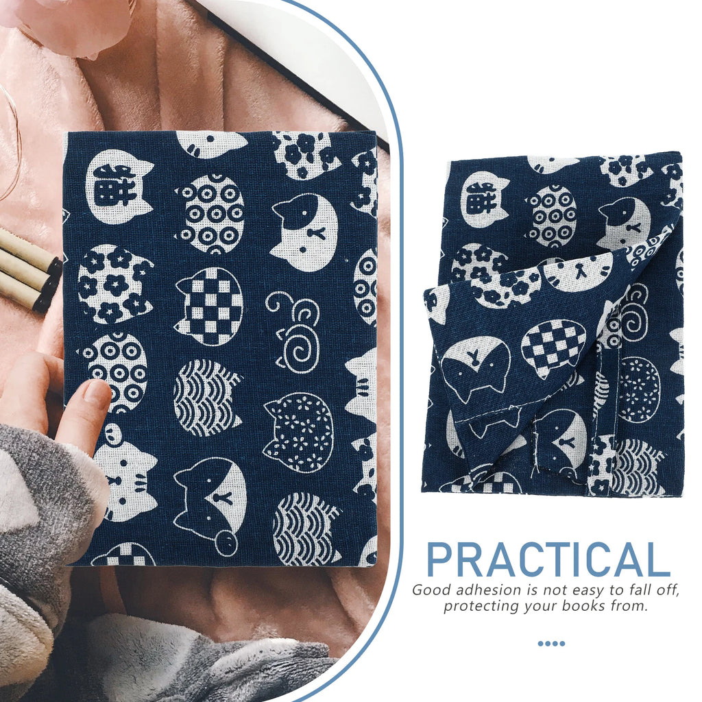 Blue Fabric Book Cover Protector – Reusable Cloth Sleeve for Hardcover Books, Diaries & Textbooks