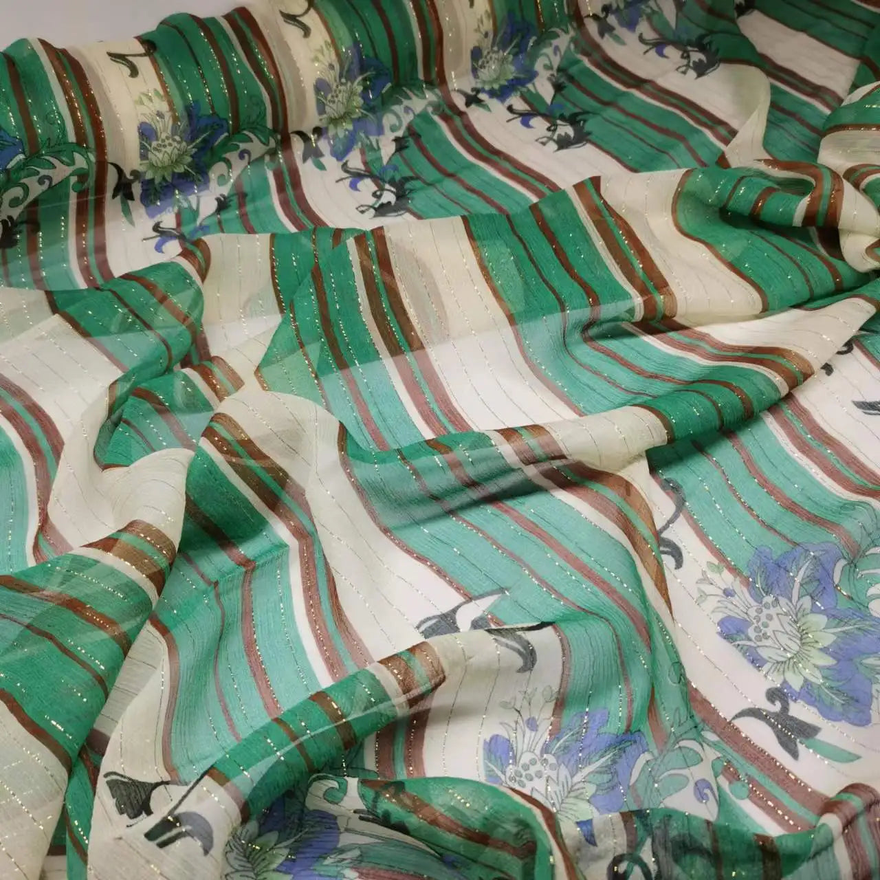 Floral Print Silk-Cotton Blend Fabric – 135cm Wide, 9-10mm | Dresses, Blouses & Luxury DIY Sewing