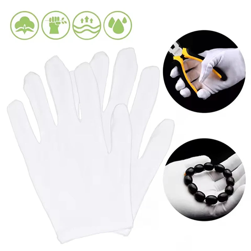 White Cotton Etiquette Gloves | Quilting, Jewelry, Waiter & Work Gloves