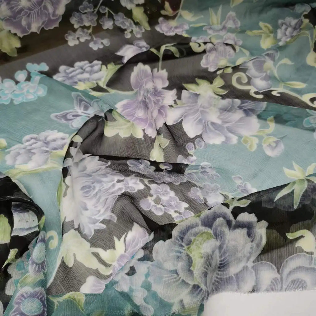 Floral Print Silk-Cotton Blend Fabric – 135cm Wide, 9-10mm | Dresses, Blouses & Luxury DIY Sewing