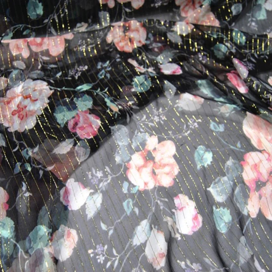 Floral Print Silk-Cotton Blend Fabric – 135cm Wide, 9-10mm | Dresses, Blouses & Luxury DIY Sewing